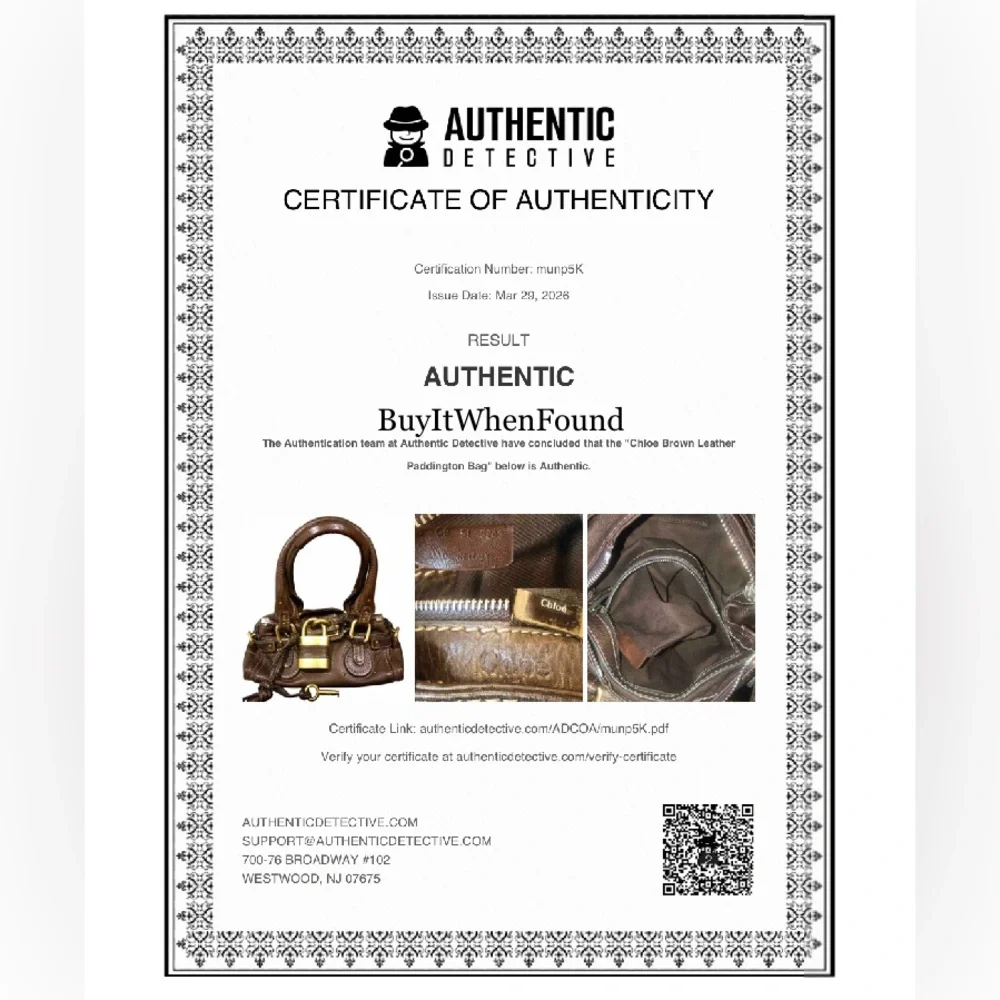 CHLOE Paddington Brown Leather Small Bag with Lock, Key, Dust Bag, COA NWOT MINT - Picture 3 of 17